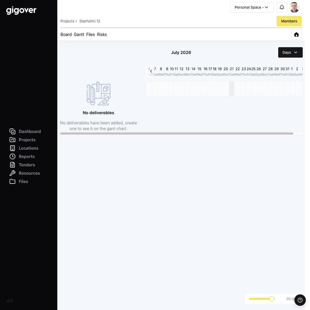 Gigover calendar and Gantt view for scheduling maintenance
